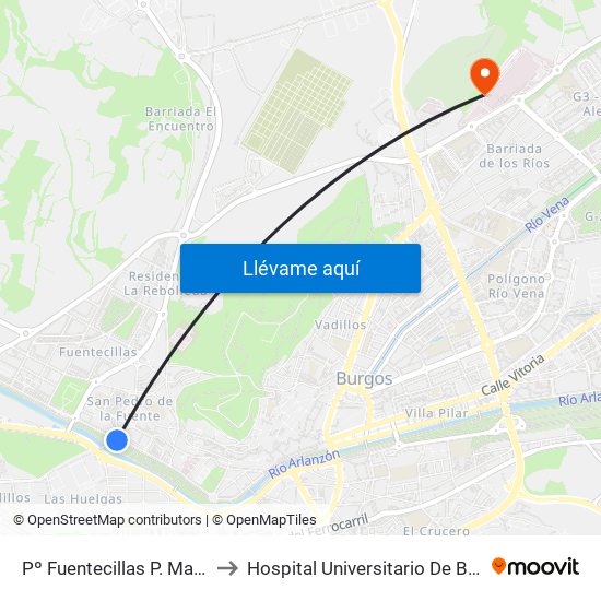 Pº Fuentecillas P. Malatos to Hospital Universitario De Burgos map