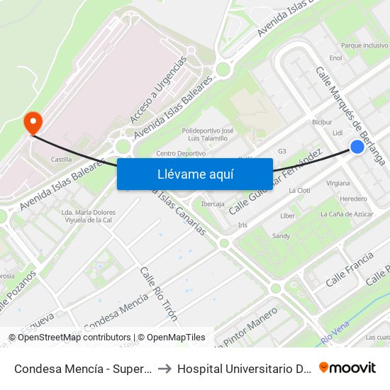 Condesa Mencía - Supermercado to Hospital Universitario De Burgos map