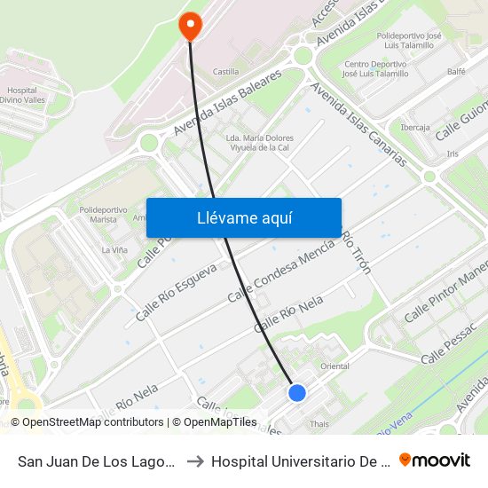 San Juan De Los Lagos Plaza to Hospital Universitario De Burgos map