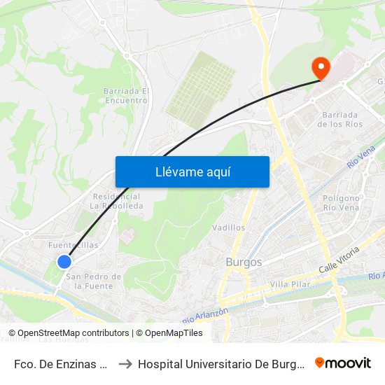 Fco. De Enzinas 16 to Hospital Universitario De Burgos map
