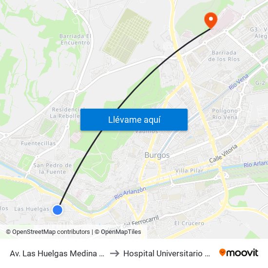 Av. Las Huelgas Medina De Pomar to Hospital Universitario De Burgos map