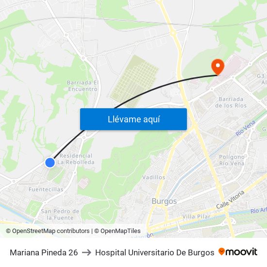 Mariana Pineda 26 to Hospital Universitario De Burgos map