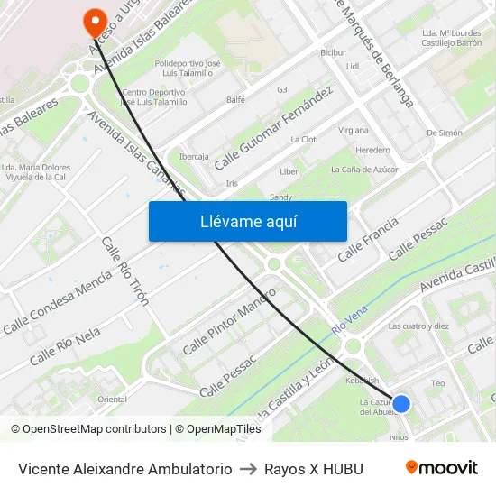 Vicente Aleixandre 2 to Rayos X HUBU map