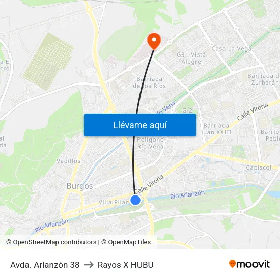 Avda. Arlanzón 38 to Rayos X HUBU map
