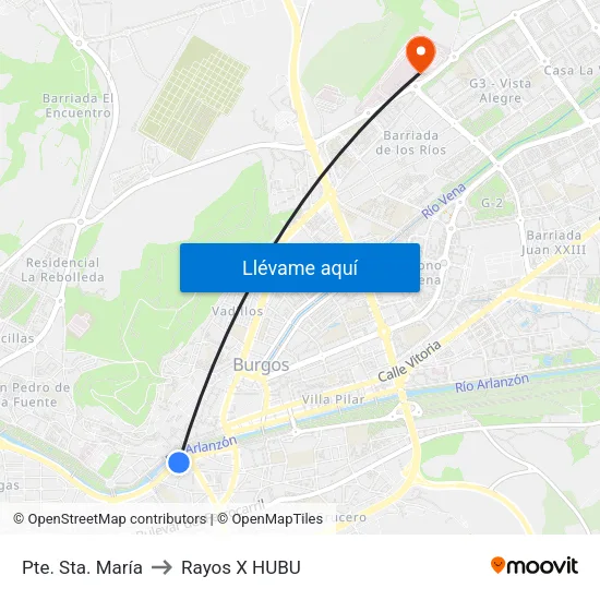 Pte. Sta. María to Rayos X HUBU map