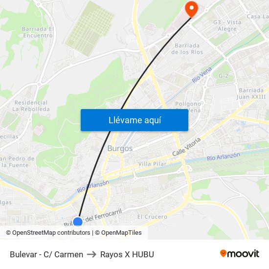 Bulevar - C/ Carmen to Rayos X HUBU map