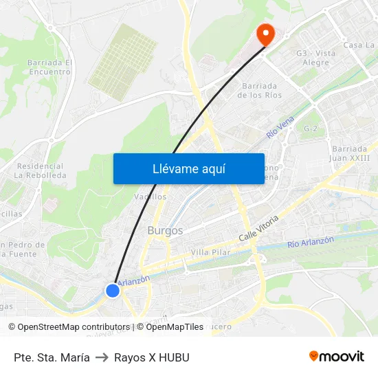 Pte. Sta. María to Rayos X HUBU map
