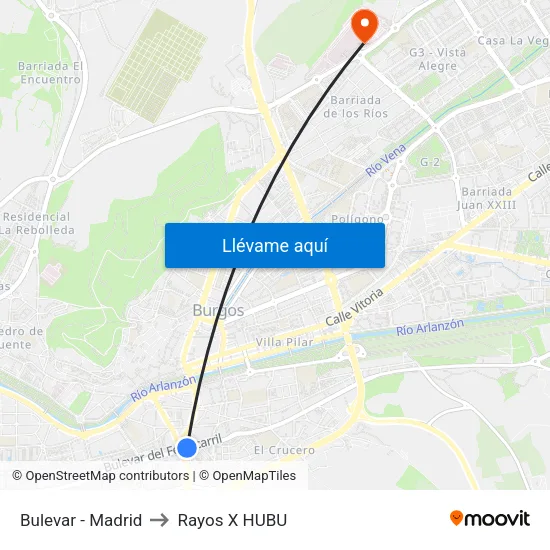 Bulevar - Madrid to Rayos X HUBU map