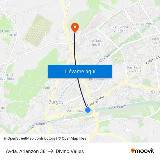 Avda. Arlanzón 38 to Divino Valles map