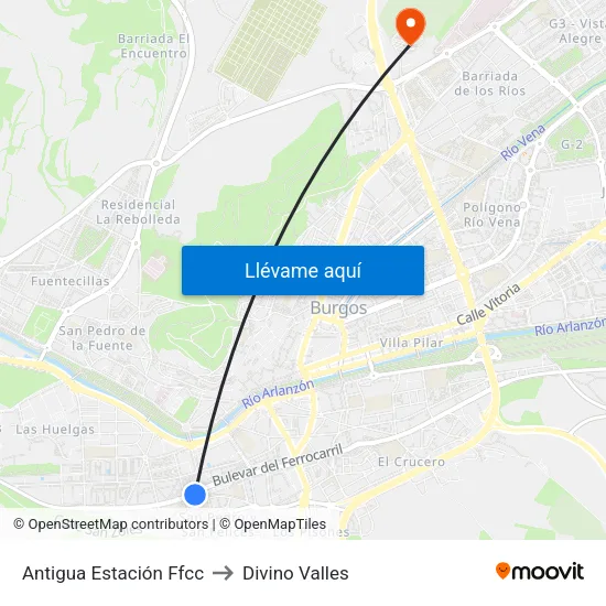 Antigua Estación Ffcc to Divino Valles map