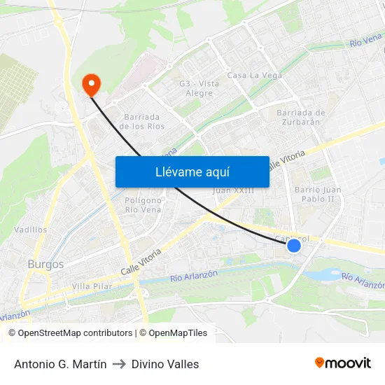 Antonio G. Martín to Divino Valles map