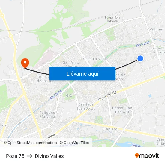 Poza 75 to Divino Valles map