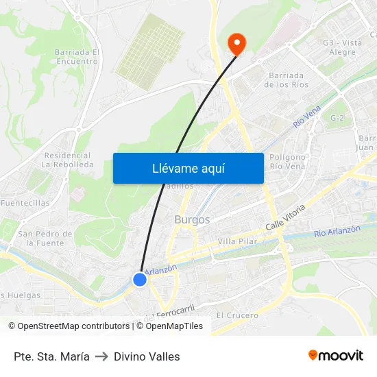 Pte. Sta. María to Divino Valles map