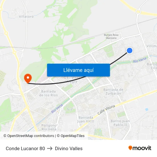 Conde Lucanor 80 to Divino Valles map