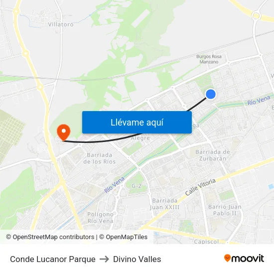 Conde Lucanor Parque to Divino Valles map