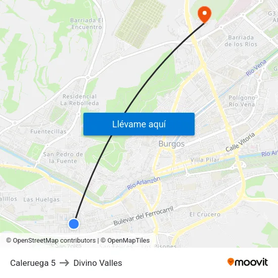 Caleruega 5 to Divino Valles map