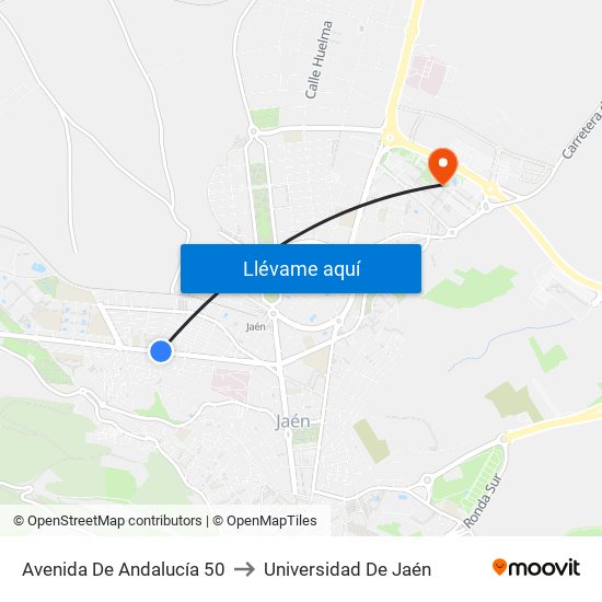 Avenida De Andalucía 50 to Universidad De Jaén map