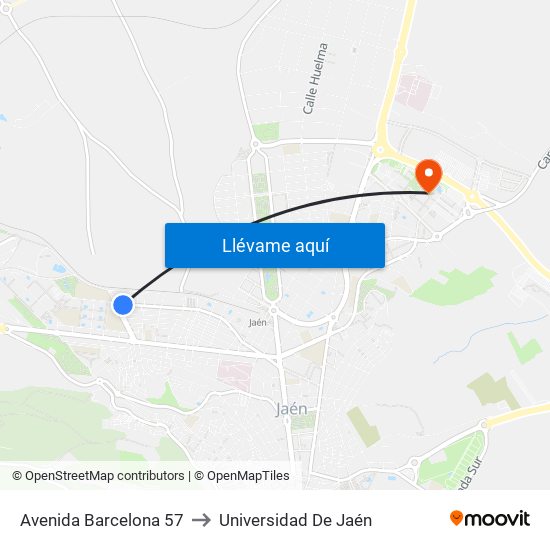 Avenida Barcelona 57 to Universidad De Jaén map