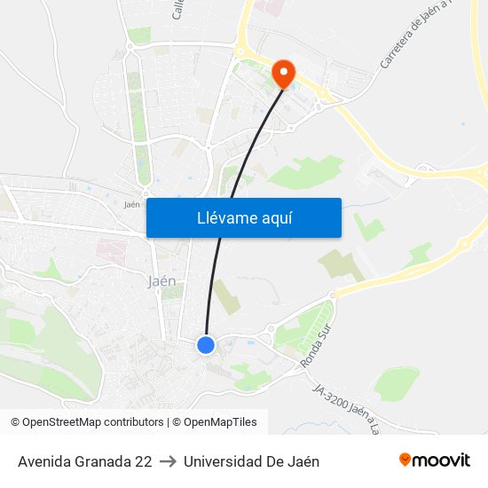 Avenida Granada 22 to Universidad De Jaén map