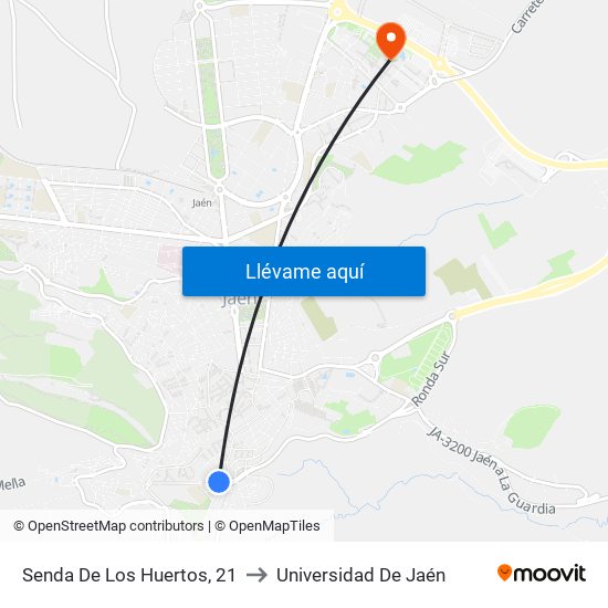 Senda De Los Huertos, 21 to Universidad De Jaén map