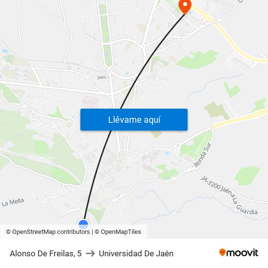 Alonso De Freilas, 5 to Universidad De Jaén map