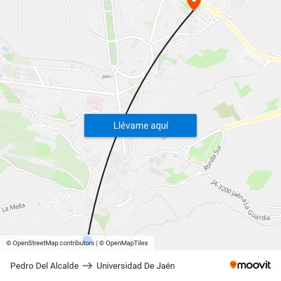Pedro Del Alcalde to Universidad De Jaén map