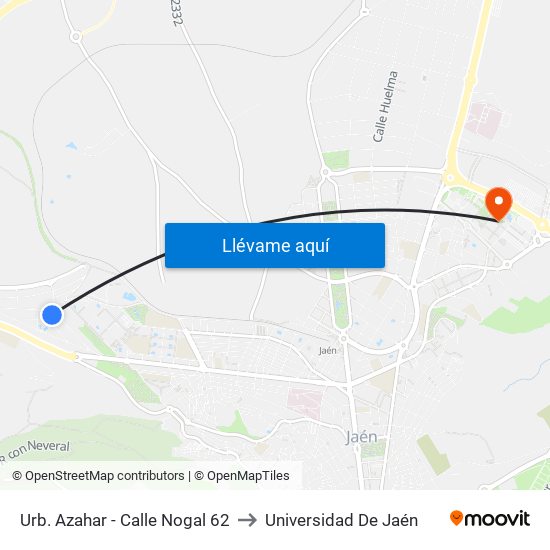 Urb. Azahar - Calle Nogal 62 to Universidad De Jaén map