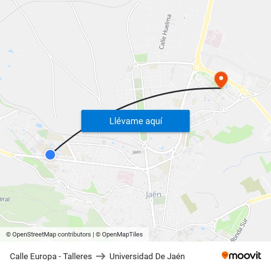 Calle Europa - Talleres to Universidad De Jaén map