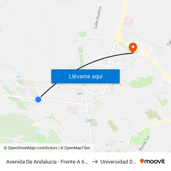 Avenida De Andalucía - Frente A 60 (Hipercor) to Universidad De Jaén map