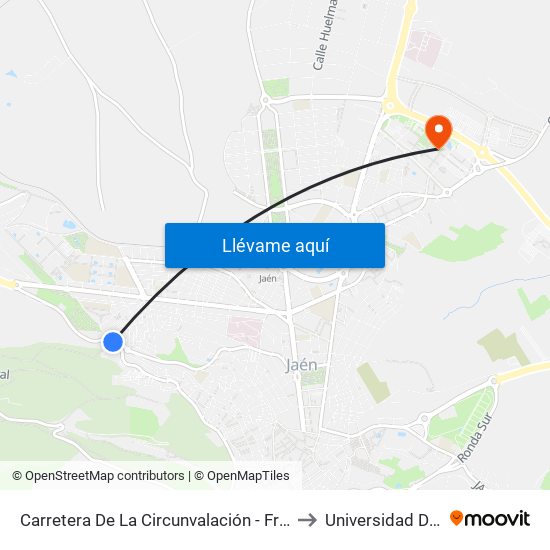 Carretera De La Circunvalación - Frente Gravera to Universidad De Jaén map