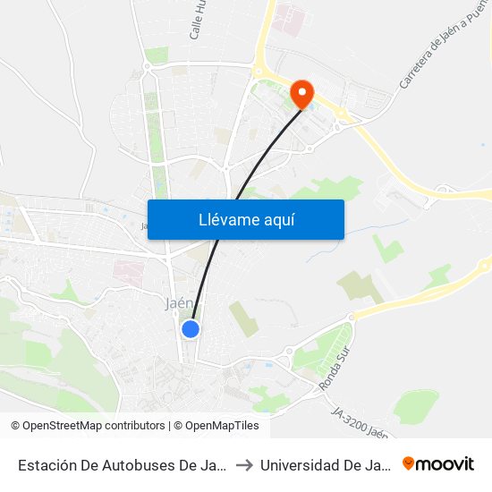 Estación De Autobuses De Jaén to Universidad De Jaén map