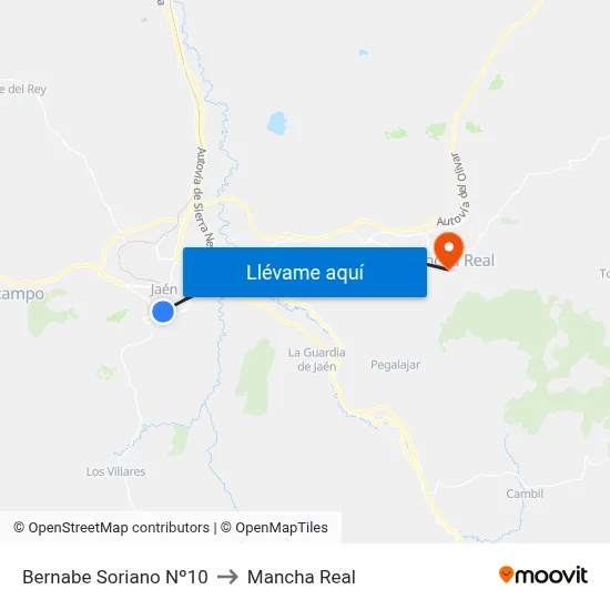 Bernabe Soriano Nº10 to Mancha Real map