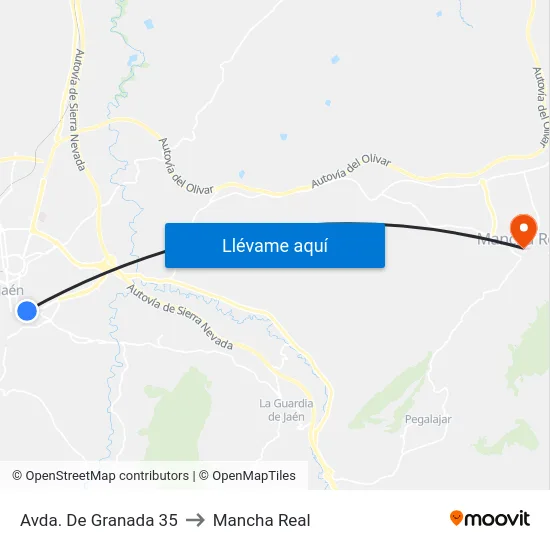 Avda. De Granada 35 to Mancha Real map