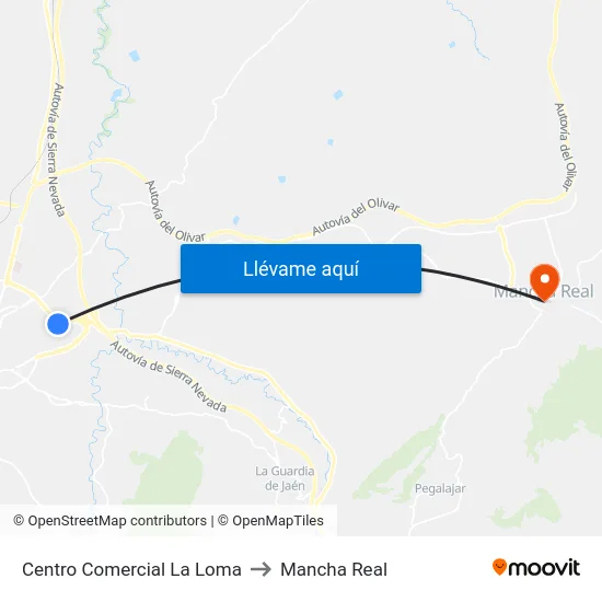 Centro Comercial La Loma to Mancha Real map