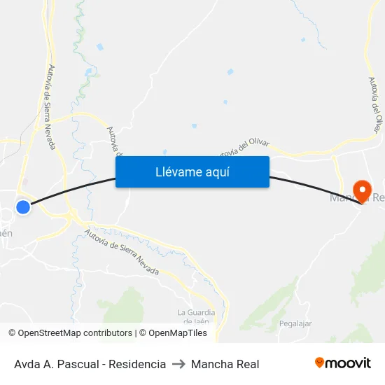 Avda A. Pascual - Residencia to Mancha Real map