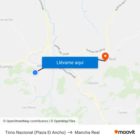 Tirno Nacional (Plaza El Ancho) to Mancha Real map