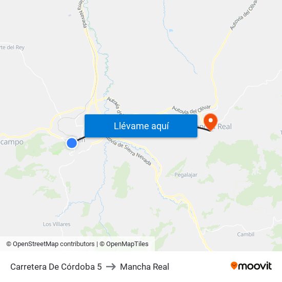 Carretera De Córdoba 5 to Mancha Real map