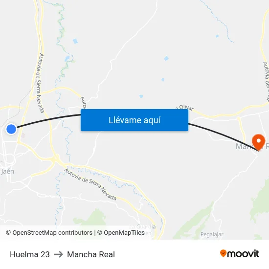 Huelma 23 to Mancha Real map