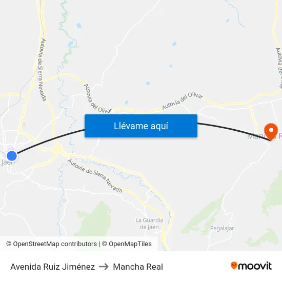 Avenida Ruiz Jiménez to Mancha Real map