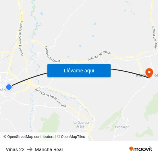 Viñas 22 to Mancha Real map