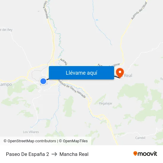 Paseo De España 2 to Mancha Real map