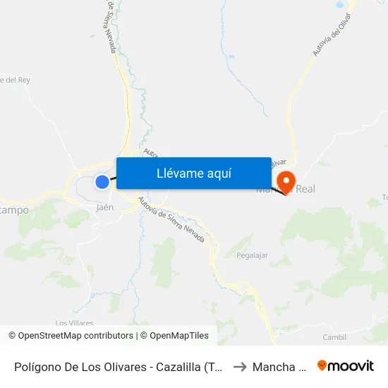 Polígono De Los Olivares - Cazalilla (Tanatorio) to Mancha Real map