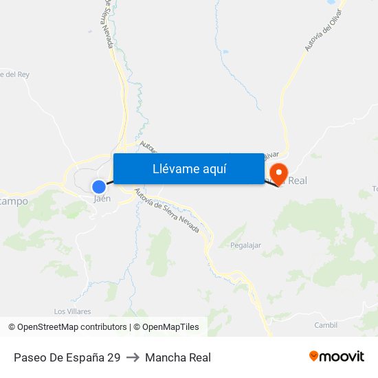 Paseo De España 29 to Mancha Real map