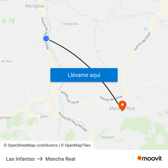 Las Infantas to Mancha Real map