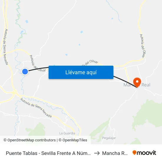Puente Tablas - Sevilla Frente A Núm 24 to Mancha Real map
