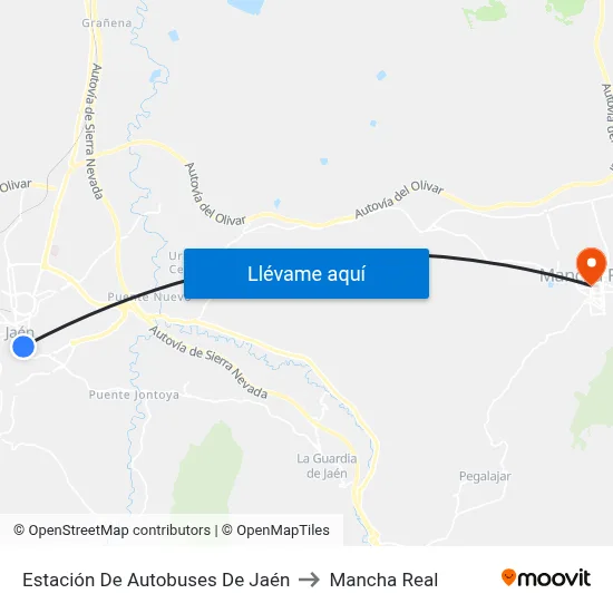 Estación De Autobuses De Jaén to Mancha Real map