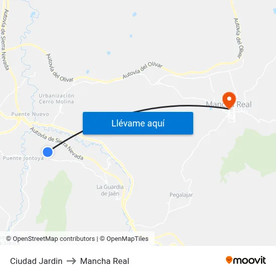 Ciudad Jardin to Mancha Real map
