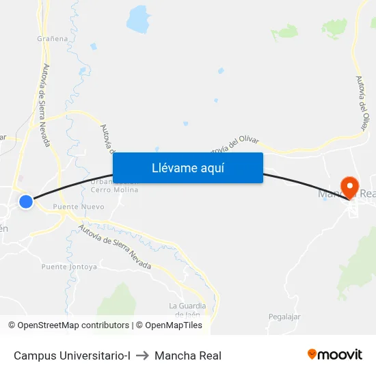 Campus Universitario-I to Mancha Real map