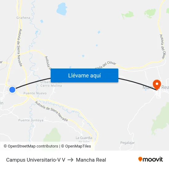Campus Universitario-V V to Mancha Real map