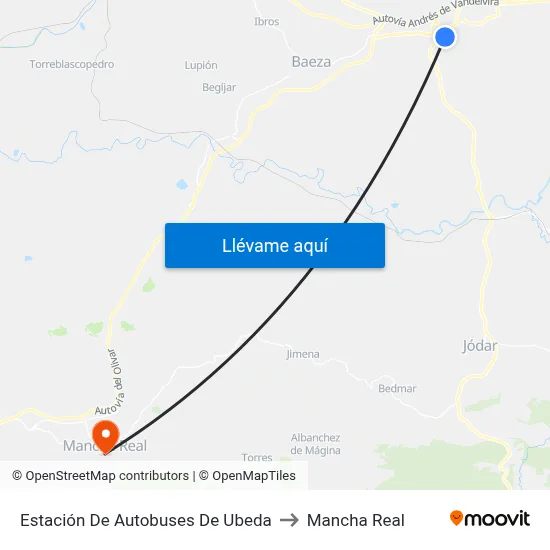 Estación De Autobuses De Ubeda to Mancha Real map
